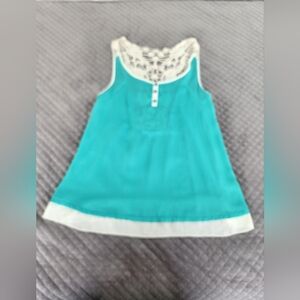 Teal Sleeveless Top with Lace Detail